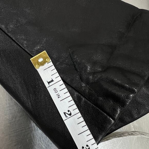 HUGO BUSCATI Vintage Leather Pants Womens 2P Black Straight Leg Mid Rise - Picture 12 of 13